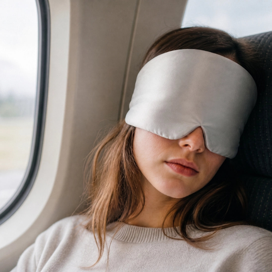 Deep Sleep Mask worn during travel on plane — Kosient