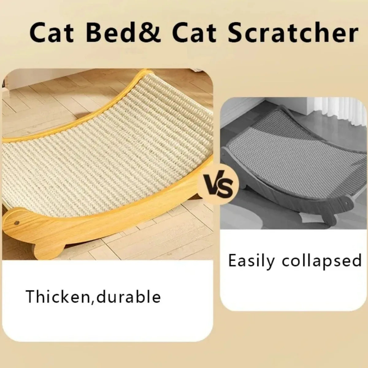 Wooden Cat Scratching Bed